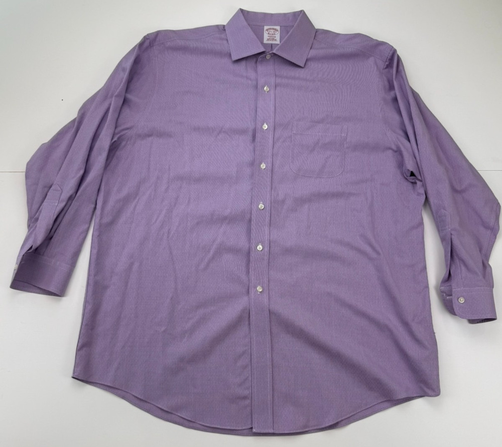 Brooks Brothers Madison Shirt Mens 17.5 34 Purple Non Iron Supima Cotton LS